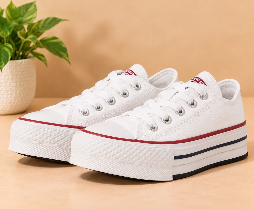 NWT Converse Kids Chuck Taylor All Star Eva Lift Canvas OX,White/Garnet/Navy, 11